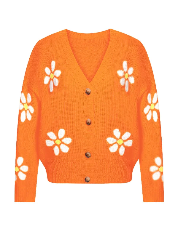 1960s Jacquard Floral Knitted Cardigan