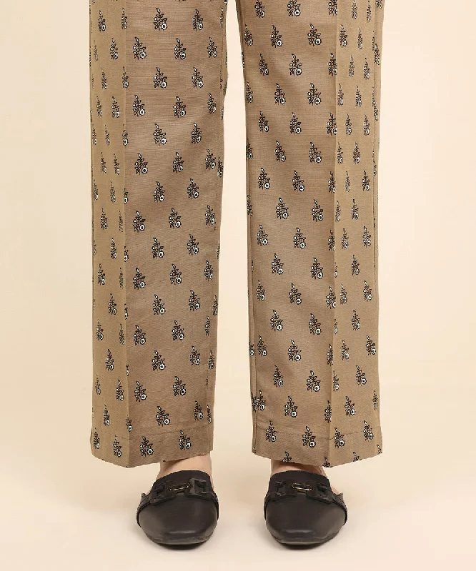 Block Printed Khaddar Straight Pants