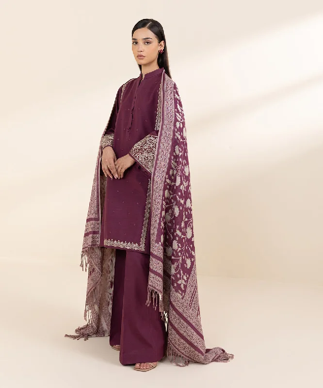 3 Piece - Embroidered Khaddar Suit