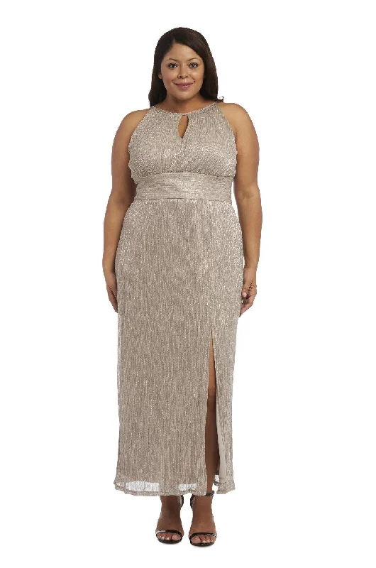 R&M Richards 9283W Long Plus Size Metallic Dress