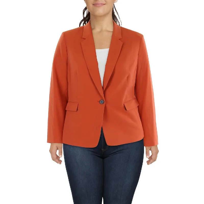 Womens Collared Office One-Button Blazer