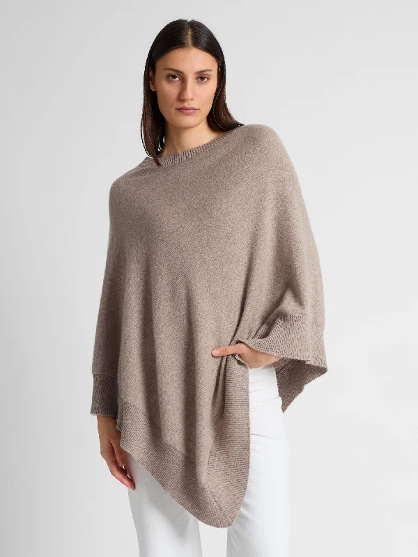 Cashmere poncho "Haddy" - toast