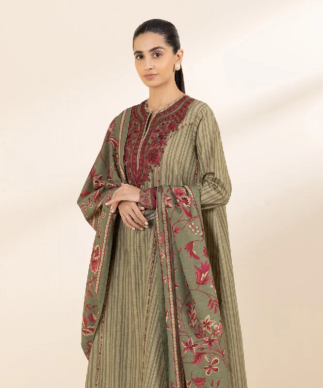 2 Piece - Embroidered Khaddar Suit