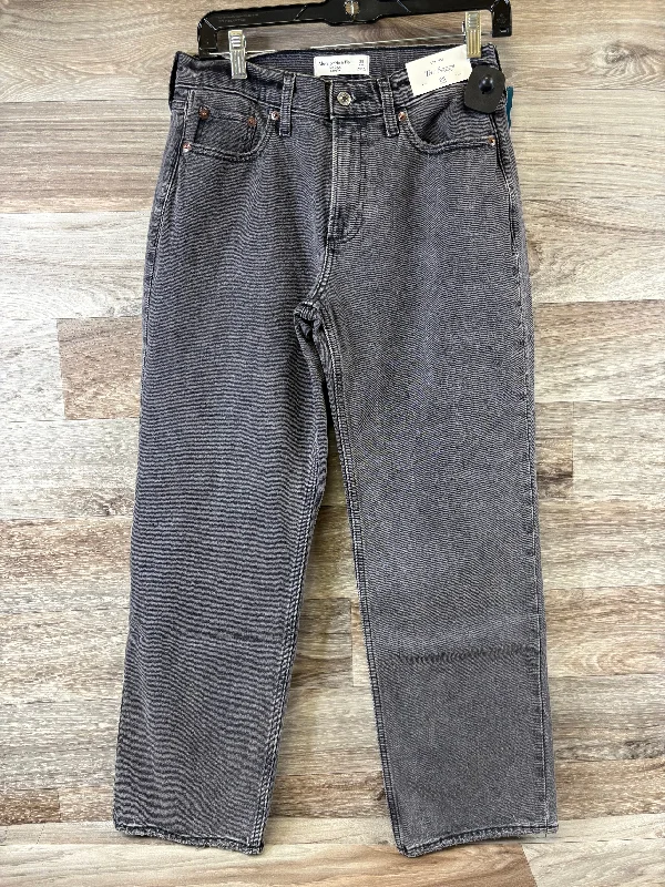 Jeans Straight By Abercrombie And Fitch In Black Denim, Size: 2