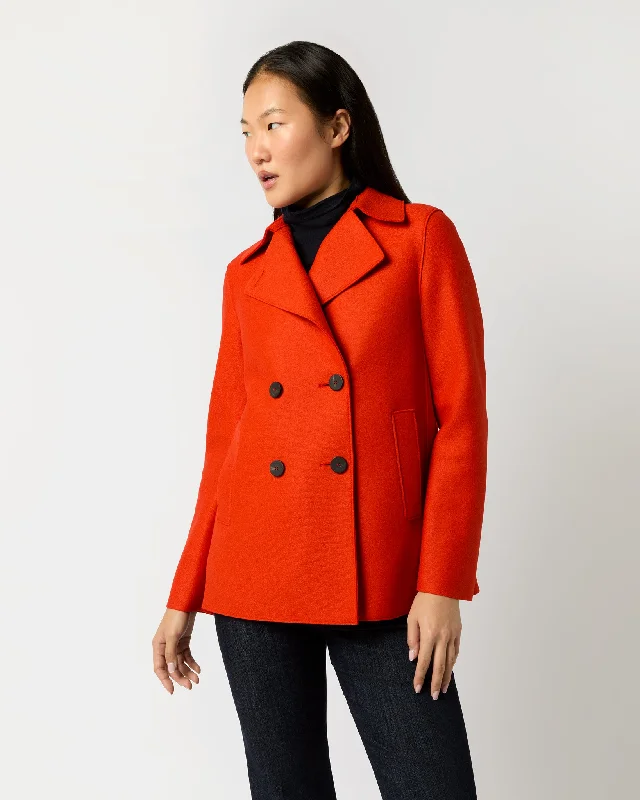 Peacoat in Red/Orange Wool