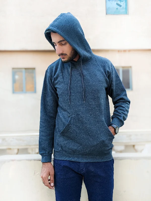 Dark Blue Plain Pullover Hoodie Unisex MM MH10