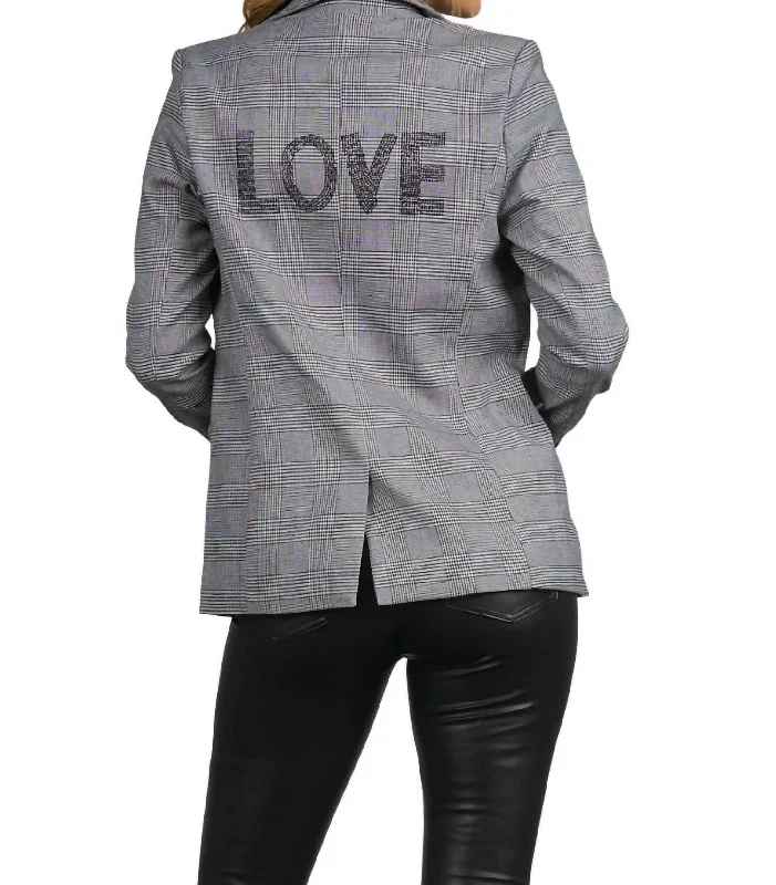 Blazer With Love In Grey/black Plaid