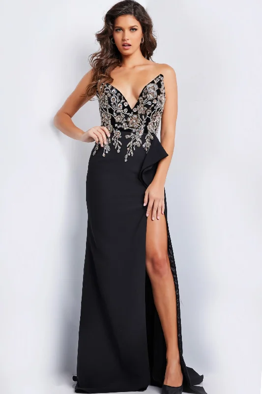 Jovani 23938 Long Formal Fitted Slit Evening Prom Dress