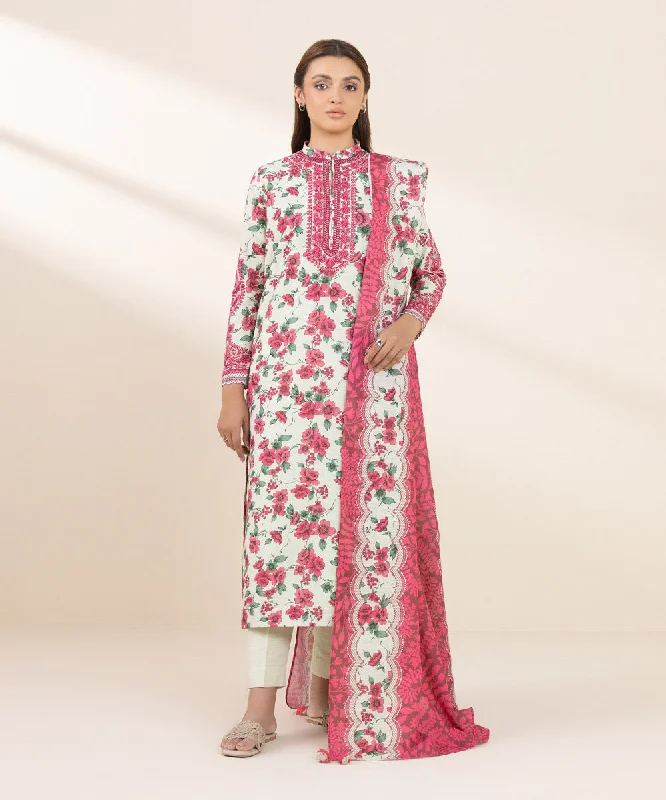 3 Piece - Embroidered Khaddar Suit