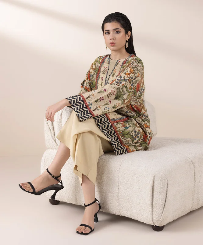 2 Piece - Printed Silk Suit