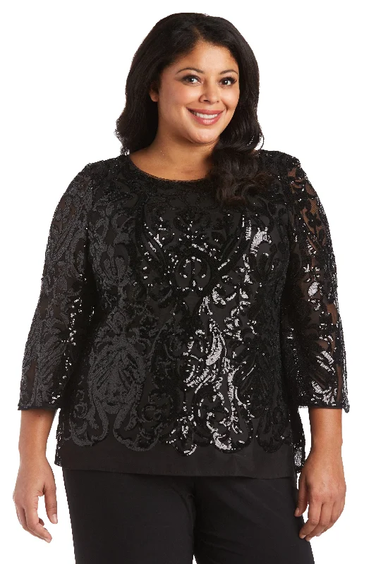 R&M Richards 5995W Plus Size Sequins Top