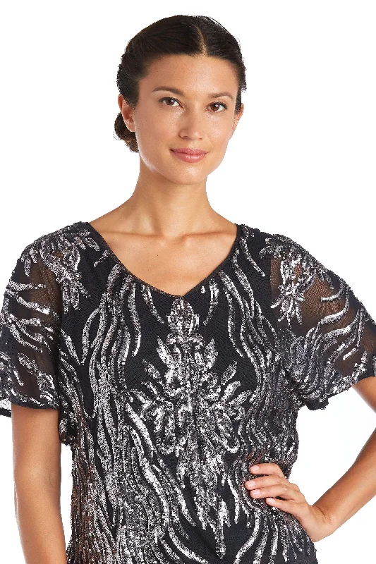 R&M Richards 7001 Butterfly Sleeve Two Tone Sequin Top