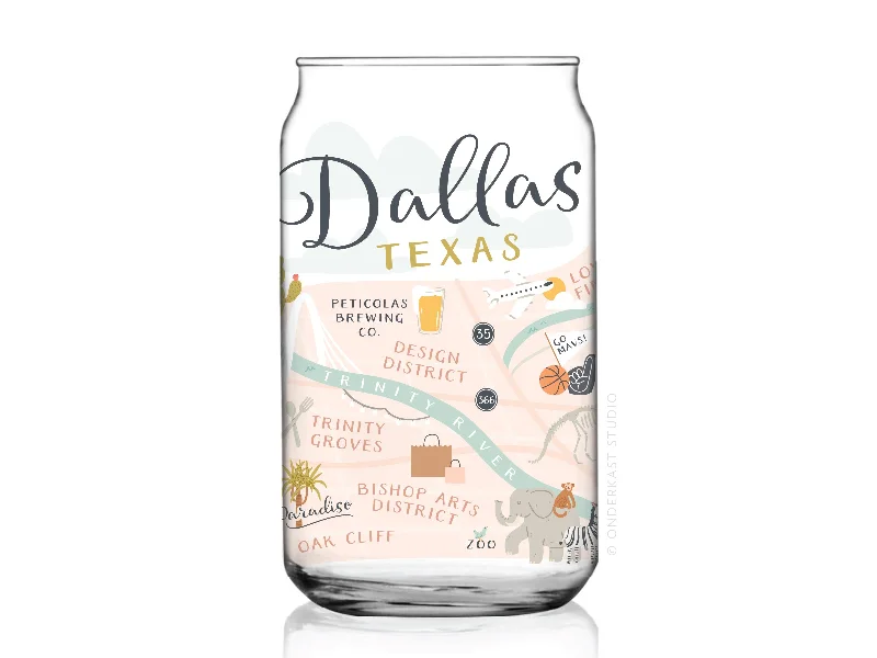 Dallas Map Can Glass