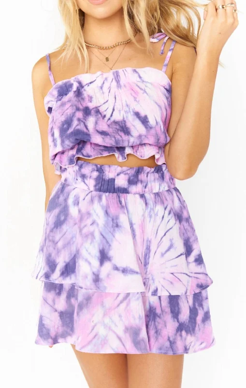 Aiden Mini Skirt In Purple Tie Dye