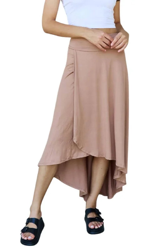 High Waisted Flare Maxi Skirt In Camel