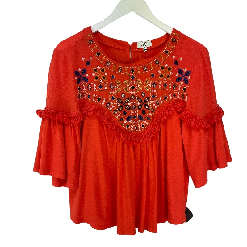 Orange Top Short Sleeve Crown And Ivy, Size S