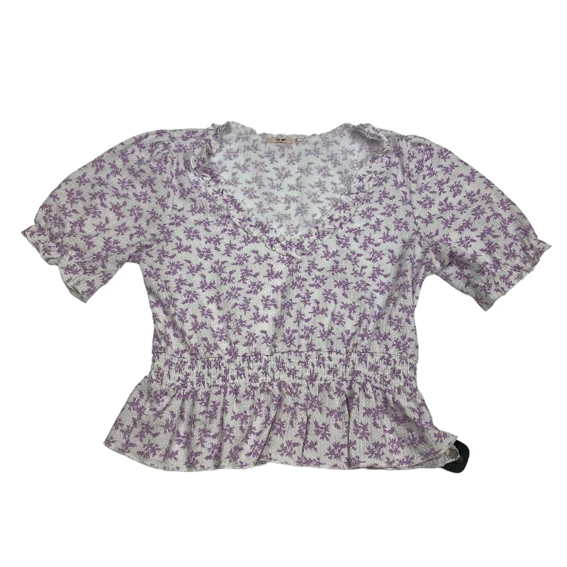 Purple & White Top Short Sleeve Mi Ami, Size L