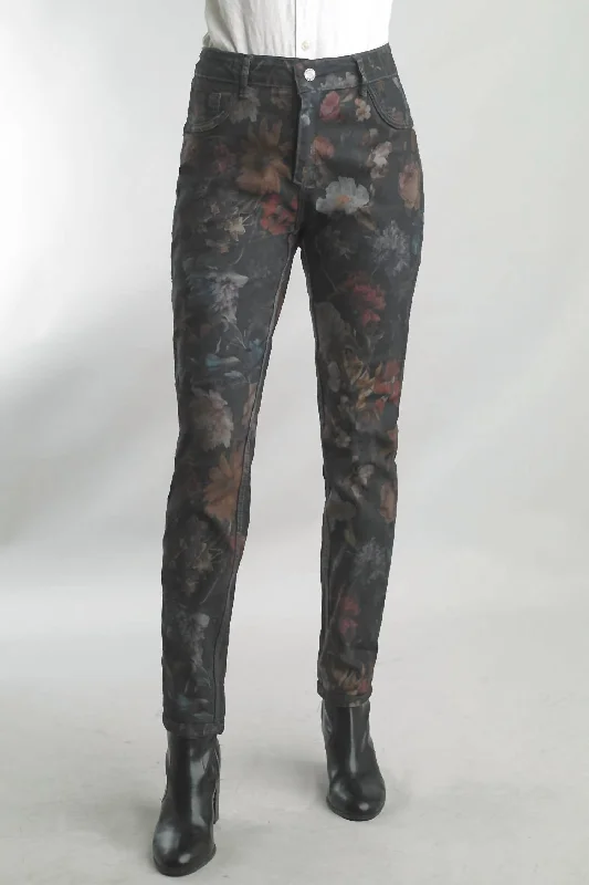 Floral Lee Reversible Jean In Floral/gray