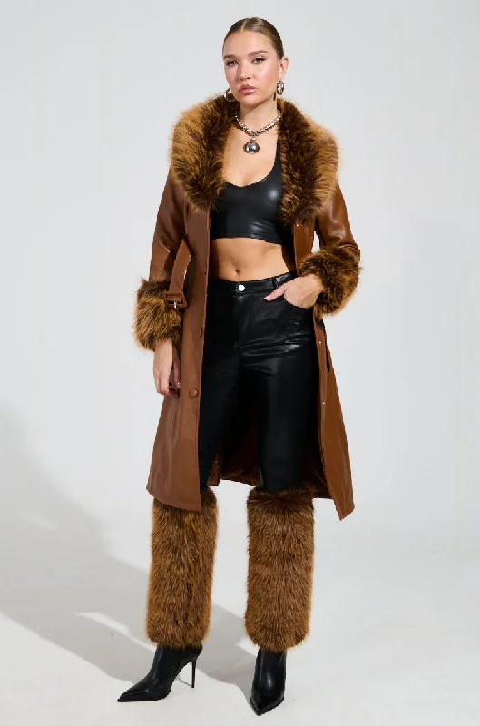 SIREN FUR TRIM FAUX LEATHER PANTS