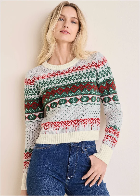 Fair Isle Sweater - Red & Green Multi