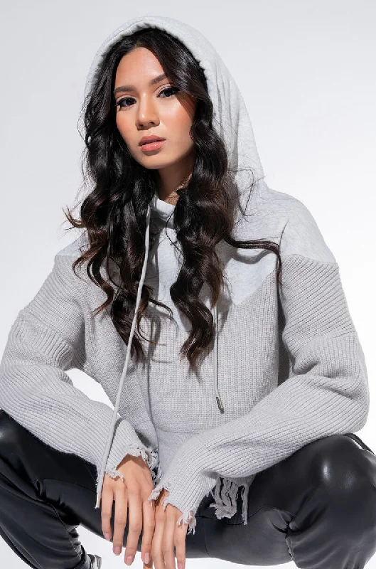 WAITING FOR YOU HOODED SWEATER HEATHER GREY