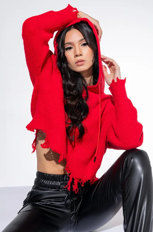 WAITING FOR YOU HOODED SWEATER RED